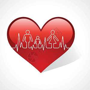 让爱释放毛笔字心跳节奏让家庭在心脏符号中成为象征设计图片