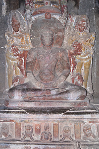 古代印度教岩石寺庙雕像背景图片