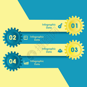 齿轮数字3彩色齿轮选项横幅插图设计人士团队网页技术数据按钮蓝色力量圆圈插画