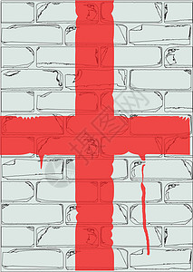 圣乔治十字绘画滴水涂鸦白色英语插图艺术红色艺术品旗帜背景图片