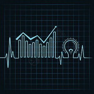 强脉冲光心跳中生成商业图表和光泡储存矢量插画