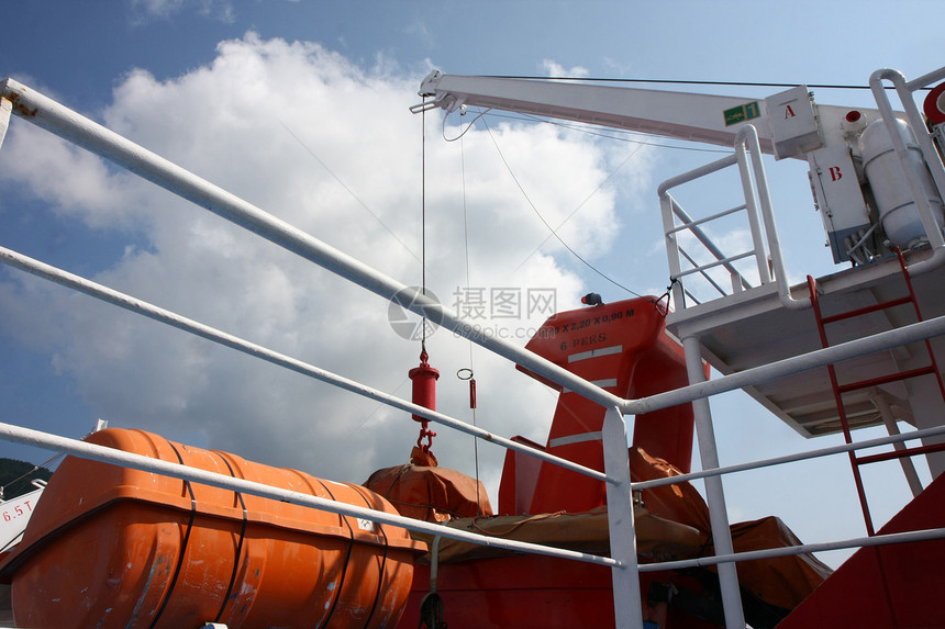 船舶设备红色海洋车轮蓝色白色环形血管金属工业绳索图片