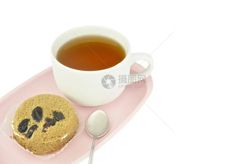 茶和蛋糕孤立图片