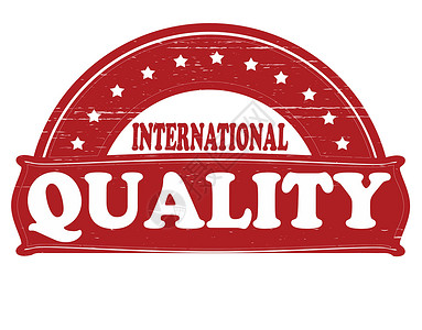 国际商标国际品质星星班级矩形美德橡皮墨水质量红色插画
