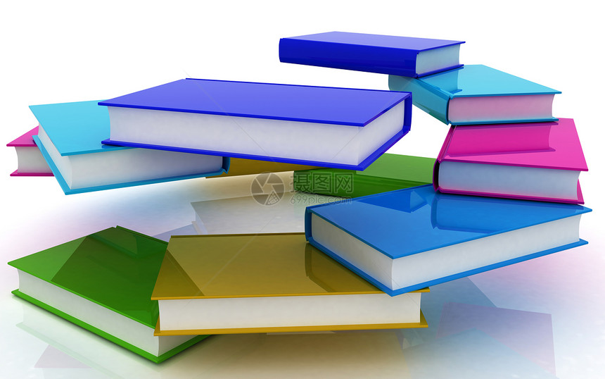 彩色的真书学校图书馆收藏小说学习团体积累阅读教育空白图片