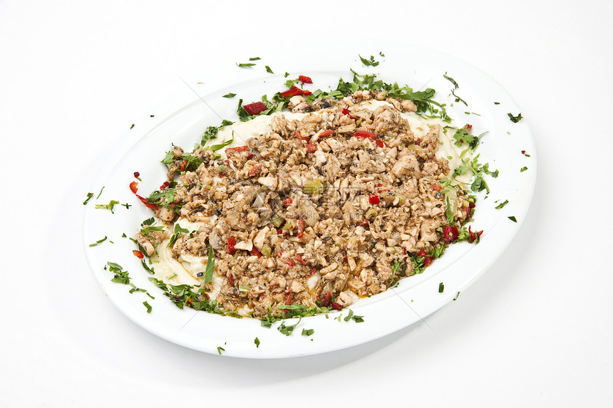 土耳其食品Kokorec餐厅服务饮食人类牛肉食物工作服防护牛扒吃饭图片