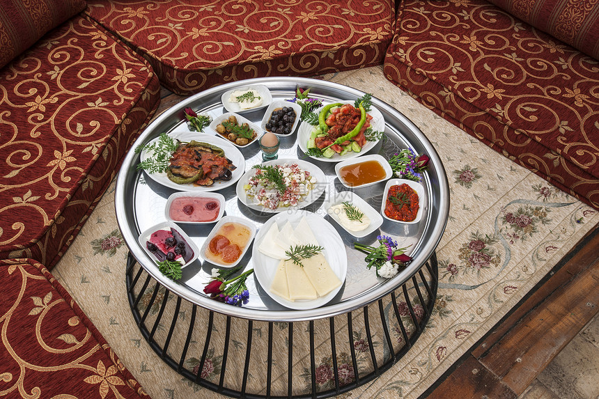 土耳其早餐黄油文化盘子餐桌橙汁黄瓜影棚食物美食图片