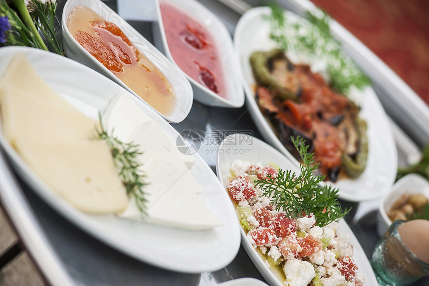 土耳其早餐黄瓜食物黄油美食橙汁盘子影棚文化餐桌图片