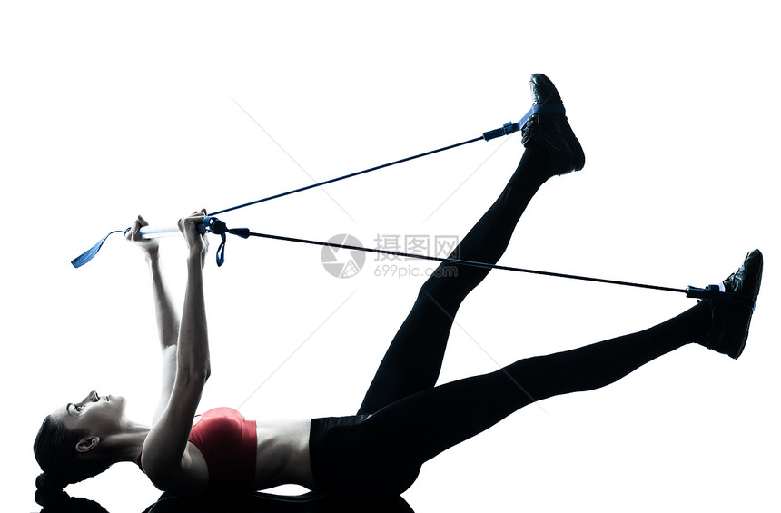 妇女锻炼体操棍子运动装视图阻力体操棒简介女士乐队运动练习橡皮图片