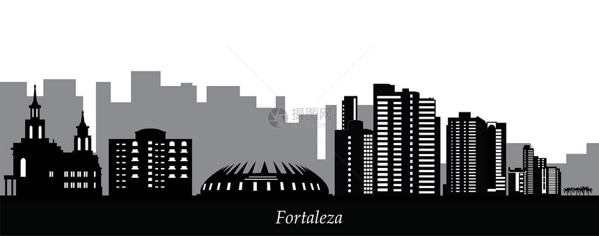 福塔莱萨天线海洋城市海滩黑色天际体育场海岸足球建筑物棕榈图片