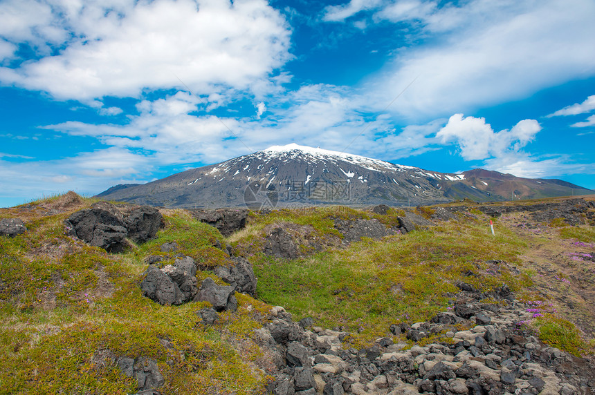 斯奈费蓝色冰帽风景白色远景岩石冰川爬坡天空半岛图片
