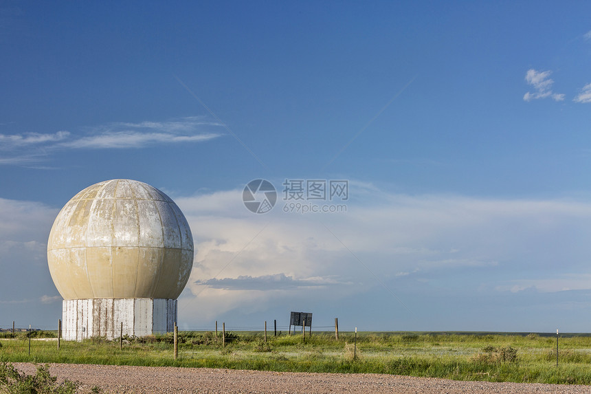 气象研究雷达圆顶预报草原天气绿色科学图片