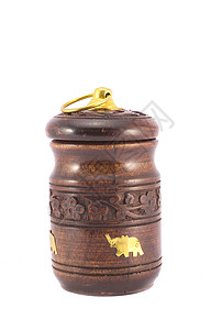 白色孤立的印度茶茶纪念盒背景图片