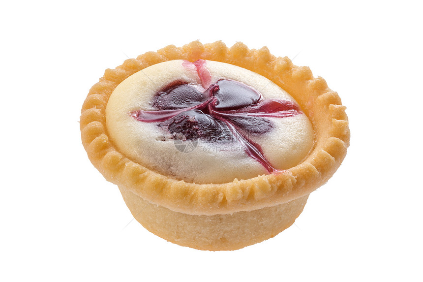 在白色背景上隔离的草莓盆小吃蛋糕浆果食物奶制品面包水果馅饼美食红色图片