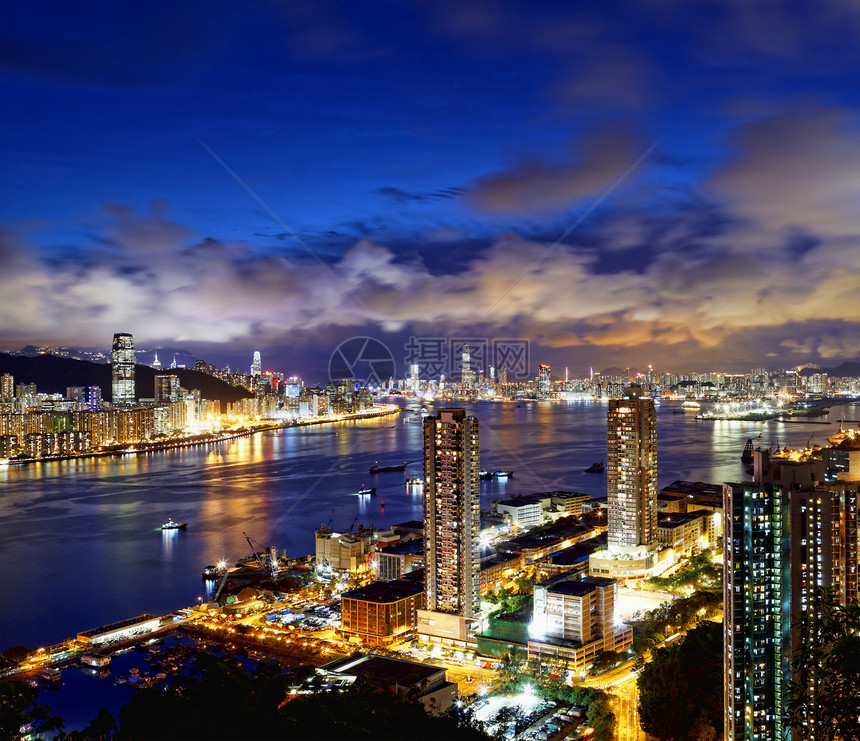 香港天空中心旅游建筑景观金融港口商业全景蓝色图片