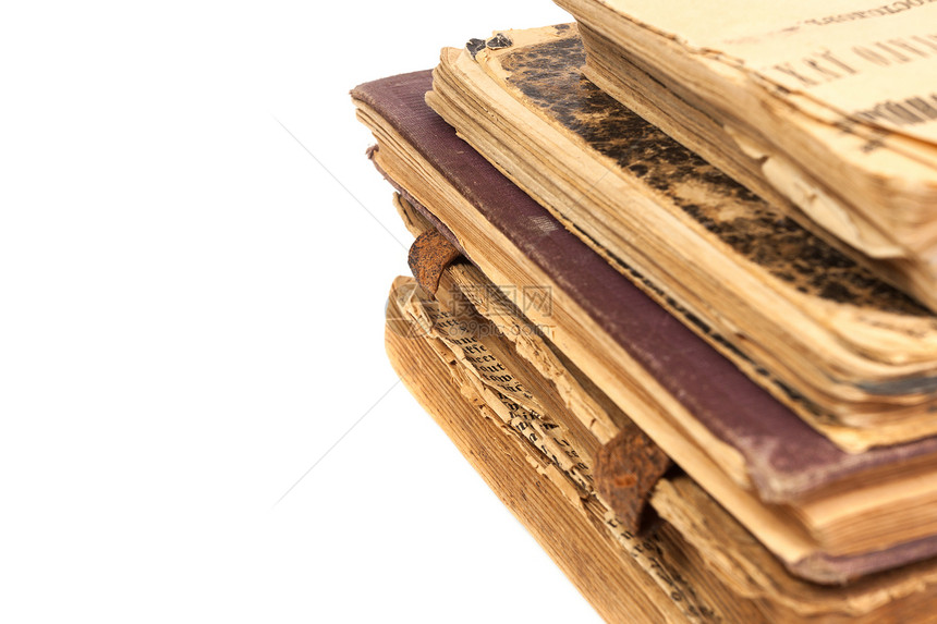 非常古老的书籍 孤立在白色上黄色上帝福音皮革文化学习宗教图书馆时间文档图片