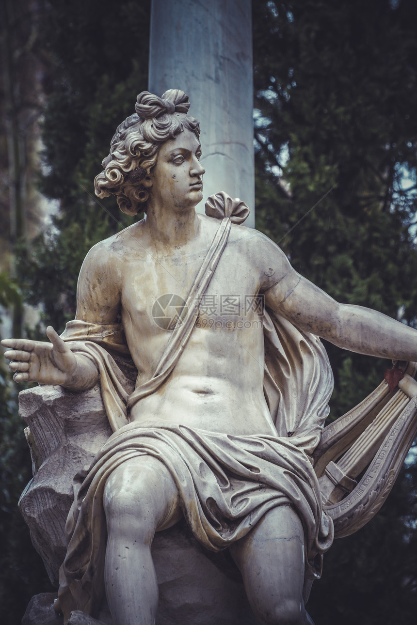 阿波罗 亚兰朱兹宫的喷泉 马德里国王花园房子文化地标博物馆遗产公园花朵石头图片