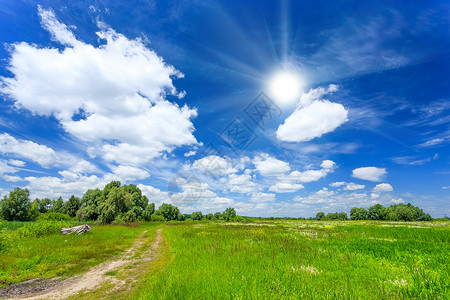 草地场景场地阳光天空草原太阳绿色墙纸春景蓝色高清图片