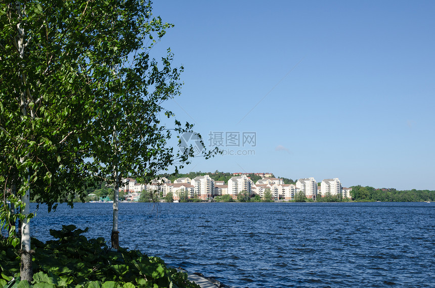 在马拉伦湖和郊区一带观光景点 这里是斯德哥尔摩-绿色城市图片