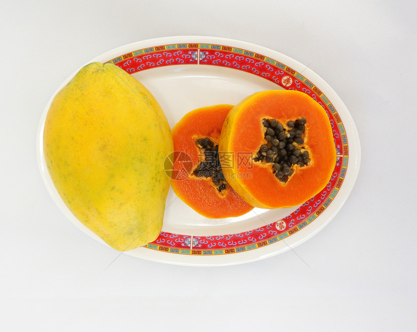 Ripe 木瓜黄色橙子白色种子蔬菜营养饮食甜点植物水果图片