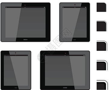 平板电脑触摸屏监视器笔记本电子书技术软垫厚度细胞电话展示背景图片