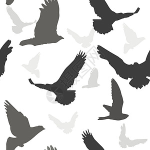 花胶燕窝矢量鸟类背景无缝模式航班动物猫头鹰红衣青鸟鸟巢木头蜂鸟黑与白电线设计图片