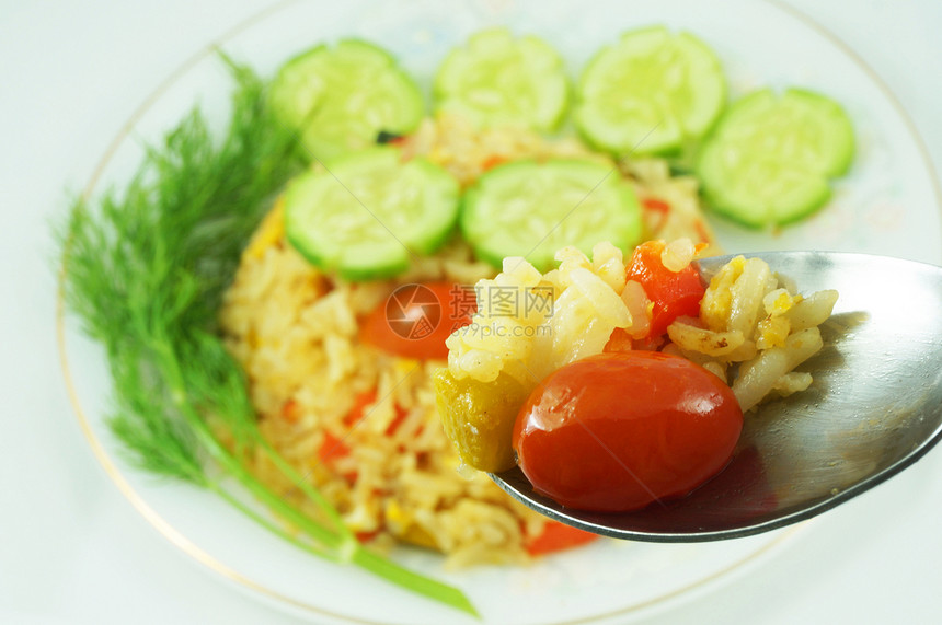 蔬菜炒米饭饮食午餐食物盘子烹饪节食餐厅营养油炸图片