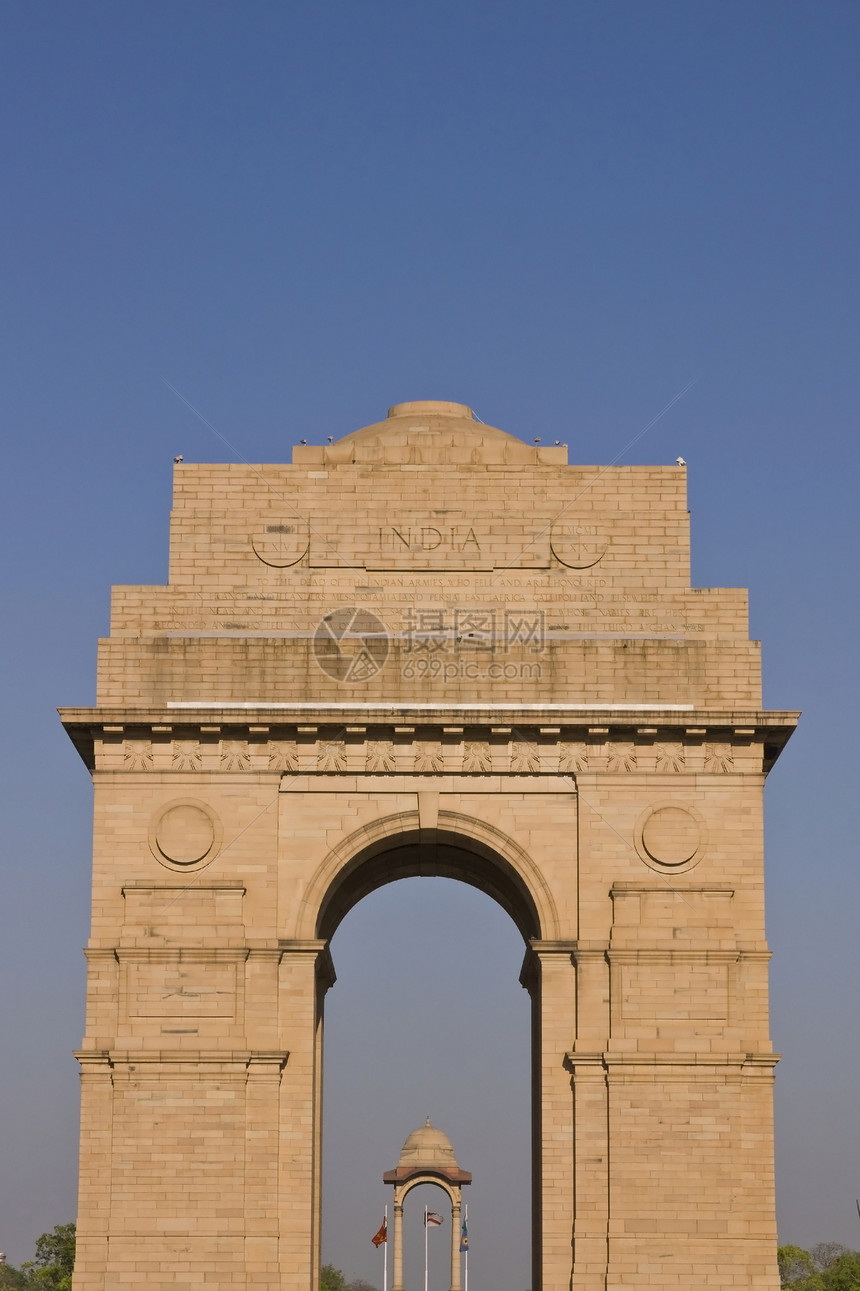 印度门石头地标蓝色天空纪念馆纪念碑建筑殖民游客旅游图片