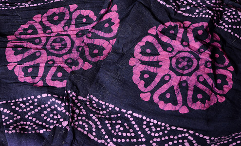 印面织物手工材料黑色紫色缝纫粉色棉布蜡染工艺蓝色背景图片