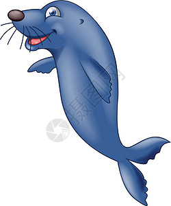 跳跃海豹贴印漫画动物插图绘画吉祥物卡通矢量姿势卡通片眼睛海狗插画