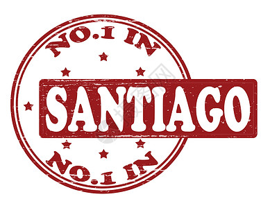 潘塔诺圣地亚哥没有人橡皮矩形白色邮票红色墨水数字插画