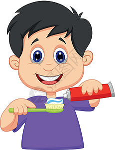 小孩在牙刷上挤牙膏背景图片