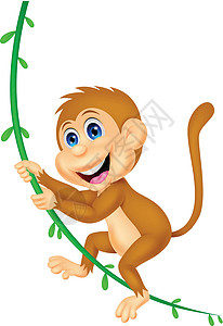 漫画植物素材可爱的猴子摇摆设计图片