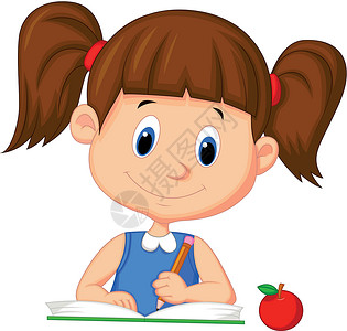 拿苹果的男生可爱的女孩写在一本书上设计图片