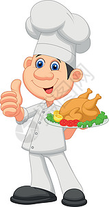 烤鸡厨师纸盒吉祥物盘子男性柠檬男人协议拇指烧烤油炸高清图片