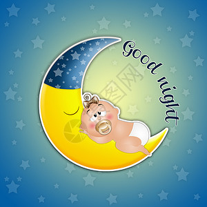 晚安星星天空月亮睡眠背景图片