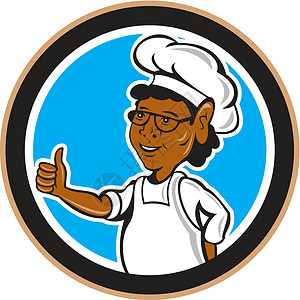 非裔美国厨师烹饪缩略图上环插画