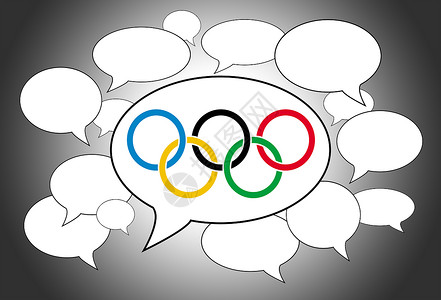 奥林匹克竞赛讲话泡泡概念演讲气泡创造力横幅标签戒指游戏旗帜五环说话背景