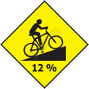 自行车标志双车交通标志显示高坡斜坡比率矢量插画