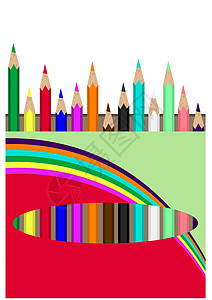 蜡笔彩虹彩色铅笔彩虹棕色收藏黄色艺术蓝色条纹绘画学校团体插画