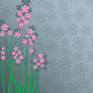 娇嫩的花朵带粉红花和文字位置的薄卡片问候庆典植物花艺蓝色卷曲问候语贺卡正方形艺术设计图片