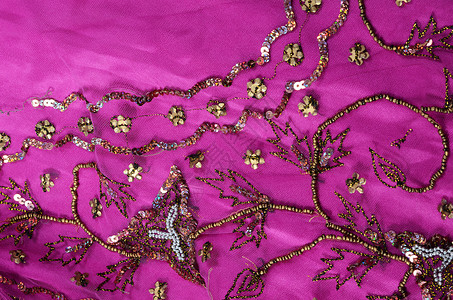珠子窗帘装饰印面织物丝绸串珠薄纱奢华刺绣材料蕾丝紫色珠子绣花背景