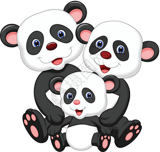 熊猫帽子快乐的熊猫家庭设计图片