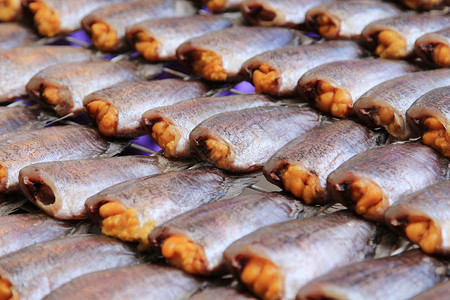 泰国干涸鱼美食烹饪食物海鲜动物市场背景图片