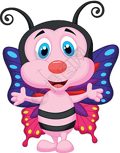 小蜜蜂快乐的蝴蝶漫画设计图片