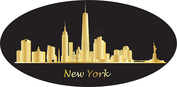曼哈顿纽约纽约新纽约市天线全景卡通片帝国黑色景观城市建筑摩天大楼建筑学天际插画