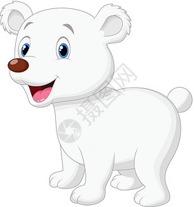 白色爪子可爱北极熊漫画插画