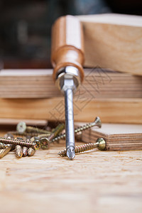 飞利浦菲利普头螺丝刀和木螺硬件工作木制品木匠紧固件工具木材精神建造建筑背景