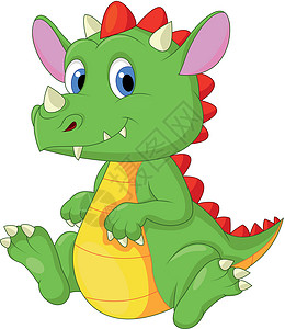 可爱的婴儿龙卡通黄色爬虫神话微笑卡通片绘画吉祥物绿色动物插图背景图片