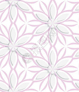 粉红色白色白花纹 粉红色平层无缝插画